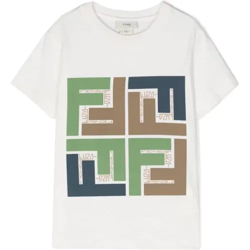 Chalk Fillirea Jersey T-Shirt Fendi - Fendi - Modalova