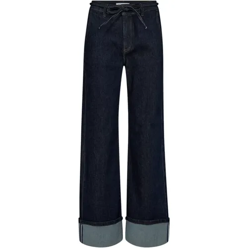 Weite Bein Knöchel Jeans Dunkles Denim , Damen, Größe: XL - Co'Couture - Modalova