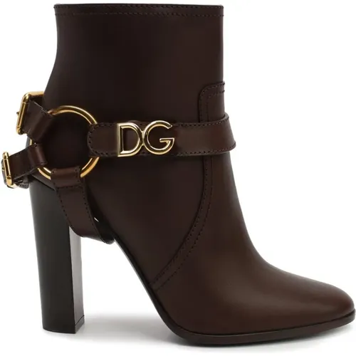 Leather Ankle Boots for Women , female, Sizes: 4 1/2 UK, 3 UK - Dolce & Gabbana - Modalova