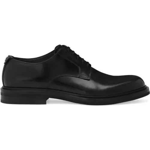 Schwarze flache Schuhe Derby Spazzolato , Herren, Größe: 40 EU - Dolce & Gabbana - Modalova