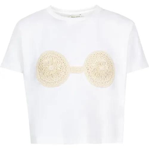 Crochet-detail Cotton T-shirt , female, Sizes: S, M - Magda Butrym - Modalova