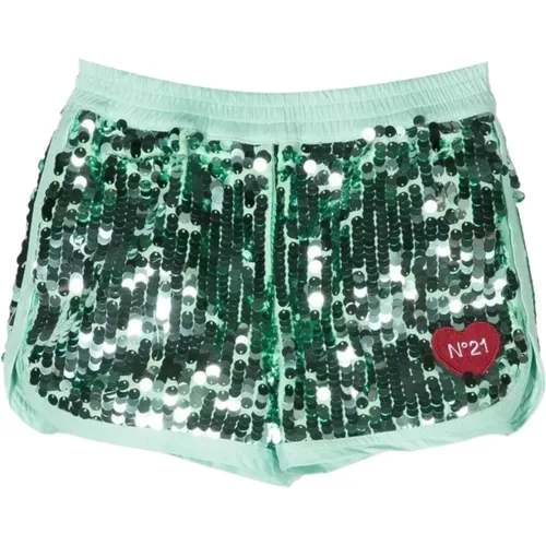 Hellgrüne Kinder-Shorts mit Pailletten - N21 - Modalova