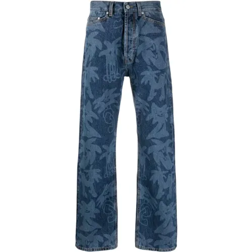 Allover Laser Denim Jeans , male, Sizes: W32, W33 - Palm Angels - Modalova