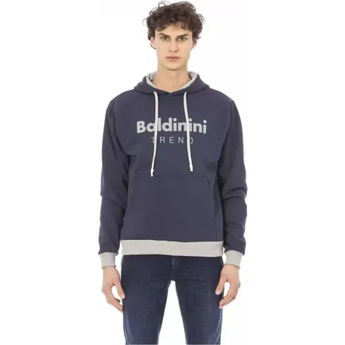 Blauer Baumwollfleece Hoodie mit Logo , Herren, Größe: 3XL - Baldinini - Modalova