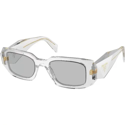 Transparent Grey Sunglasses with Light Grey Lenses , female, Sizes: 49 MM - Prada - Modalova