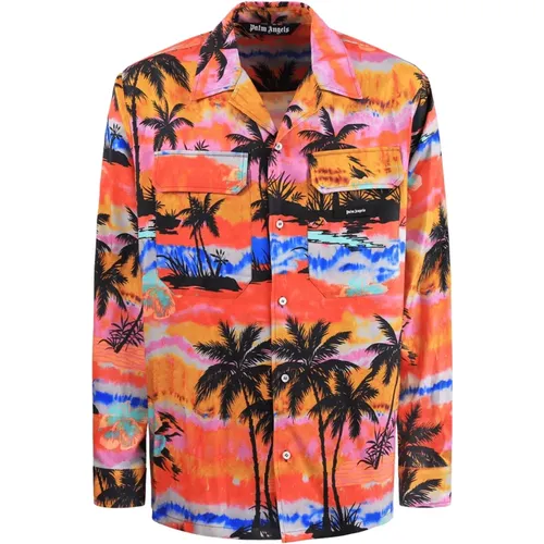 Psychedelic Palms Roze/Multi Shirt , male, Sizes: M, S - Palm Angels - Modalova