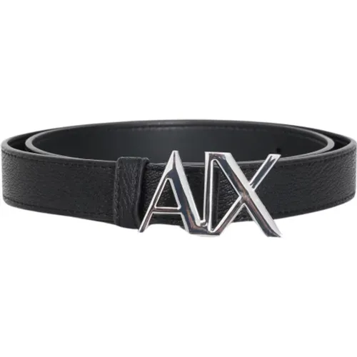 Schwarzer Wendbarer Damen Gürtel mit Metall-Logo , Damen, Größe: 85 CM - Armani Exchange - Modalova