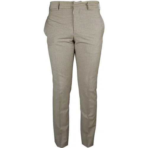 Slim-Fit Wool Trousers with Checks - Prada - Modalova