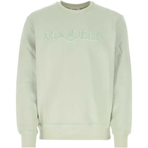 Pastellgrüner Baumwoll-Sweatshirt für Herren , Herren, Größe: L - alexander mcqueen - Modalova