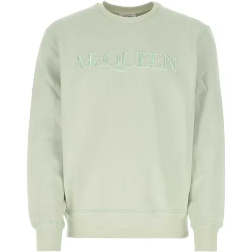 Pastellgrüner Baumwoll-Sweatshirt für Herren , Herren, Größe: XL - alexander mcqueen - Modalova