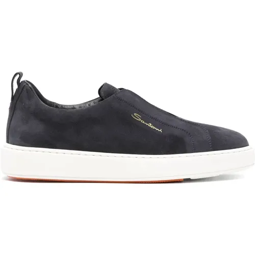 Suede Laceless Sneakers , male, Sizes: 8 1/2 UK, 10 UK, 8 UK, 7 1/2 UK, 9 UK - Santoni - Modalova