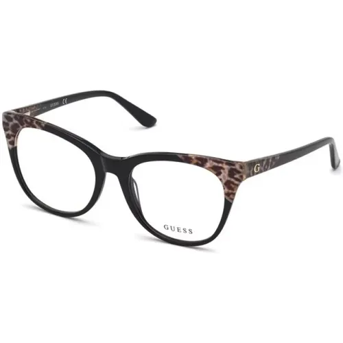 Glänzende Schwarze Brille , Damen, Größe: 55 MM - Guess - Modalova