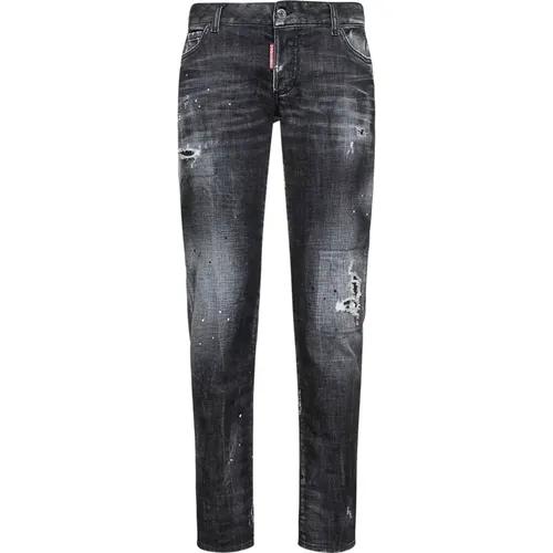 Slim-fit Distressed Schwarze Jeans für Damen - Dsquared2 - Modalova