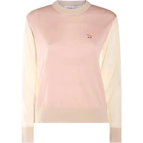 Rose Wool Sweatshirt with Logo , female, Sizes: XS - Maison Kitsuné - Modalova