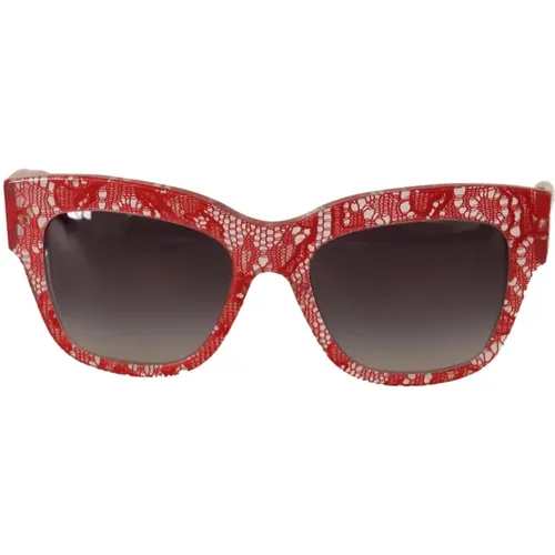 Rote Spitze Sonnenbrille mit Grauen Gläsern - Dolce & Gabbana - Modalova
