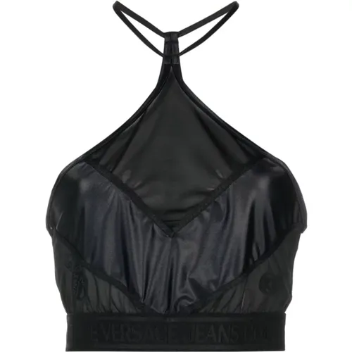 Schwarzes Top , Damen, Größe: M - Versace Jeans Couture - Modalova