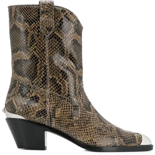 Famous Python Print Heeled Boots , female, Sizes: 4 UK, 5 UK, 3 UK - Ash - Modalova