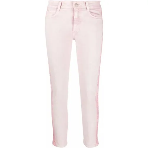 Rosa Logo Tape Slim Jeans , Damen, Größe: W25 - Stella Mccartney - Modalova