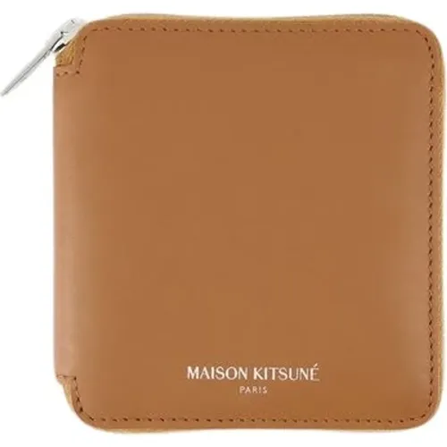 Leather Zipped Wallet with Multiple Compartments , unisex, Sizes: ONE SIZE - Maison Kitsuné - Modalova