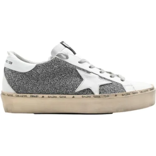 White Glitter Hi-Star Sneakers , female, Sizes: 6 UK - Golden Goose - Modalova