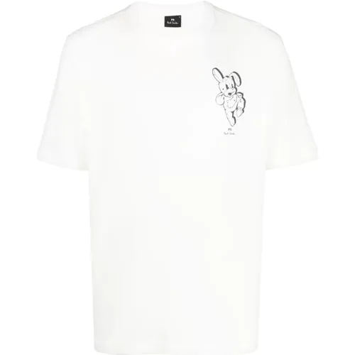 Weißes T-Shirt mit Hasen-Print aus Bio-Baumwolle , Herren, Größe: S - Paul Smith - Modalova