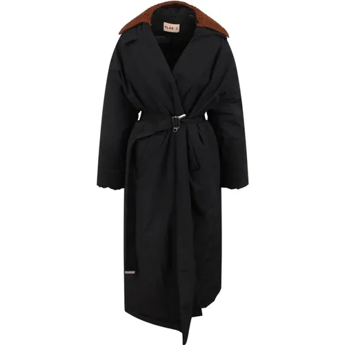 Padded Long Coat with Detachable Collar , female, Sizes: S, XS - Plan C - Modalova