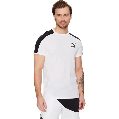 Bicolor Stretch T-Shirt , Herren, Größe: XL - Puma - Modalova