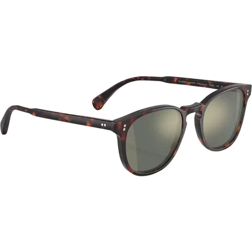 Round Havana Sunglasses with Mirrored Gold Lenses , male, Sizes: 51 MM - Oliver Peoples - Modalova