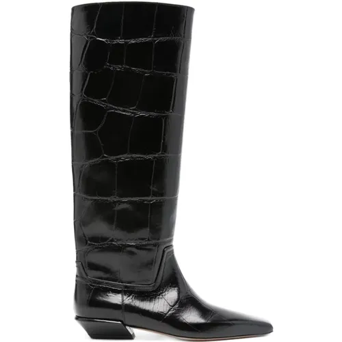 Geprägte Croco-Stiefel in Schwarz - Paris Texas - Modalova