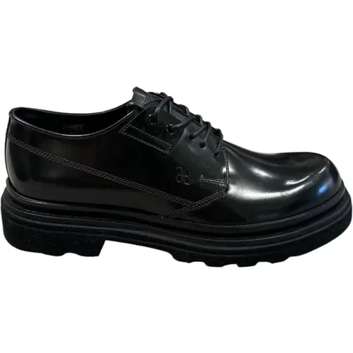 Brushed leather lace-up shoes, Italian-made , male, Sizes: 7 UK, 9 UK, 8 UK, 6 UK - Fabi - Modalova