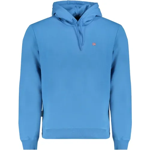 Blaue Kapuzenpullover mit gesticktem Logo , Herren, Größe: L - Napapijri - Modalova