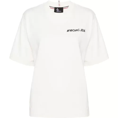 Weißes Logo T-Shirt Leichtes Jersey - Moncler - Modalova