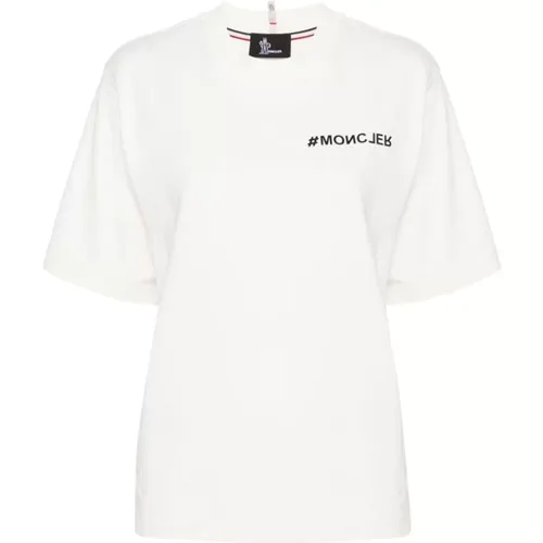 Weißes Logo T-Shirt Leichtes Jersey , Damen, Größe: S - Moncler - Modalova