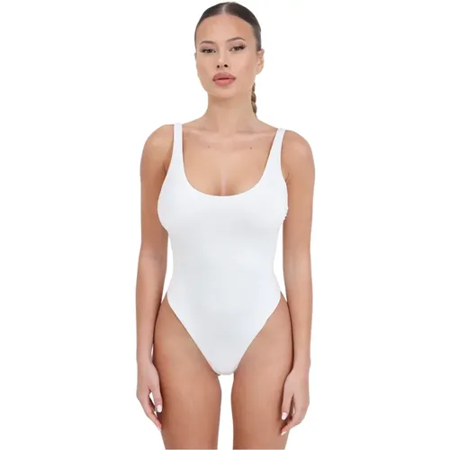 Lycra Swimsuit with Transparent Rhinestone Appliqué , female, Sizes: XS - Elisabetta Franchi - Modalova