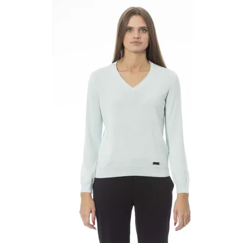 V-Ausschnitt Langarm Pullover , Damen, Größe: L - Baldinini - Modalova