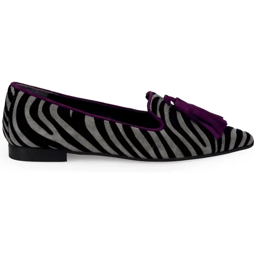 Zebra Print Flat Shoes Grey , female, Sizes: 6 UK, 5 UK, 3 UK - Sangiorgio - Modalova