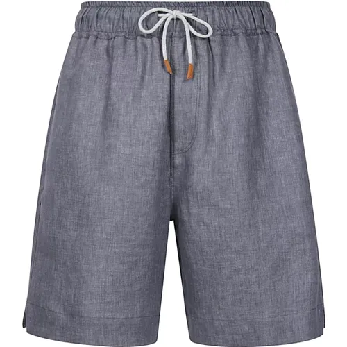 Linen Jogger Shorts , male, Sizes: W31, W29, W36, W33 - Eleventy - Modalova