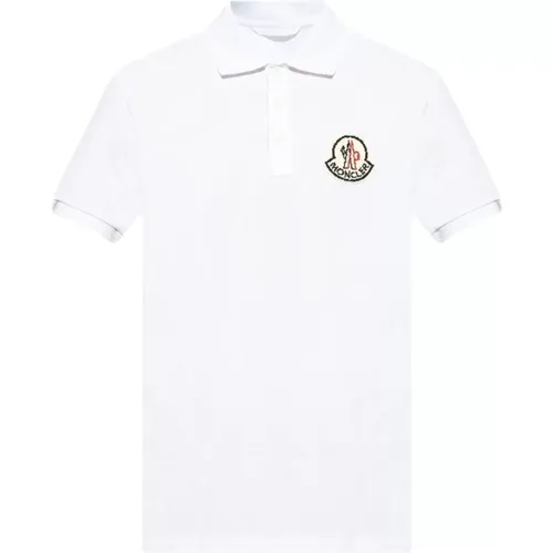 Pixelated Logo Cotton Polo Shirt , male, Sizes: M - Moncler - Modalova