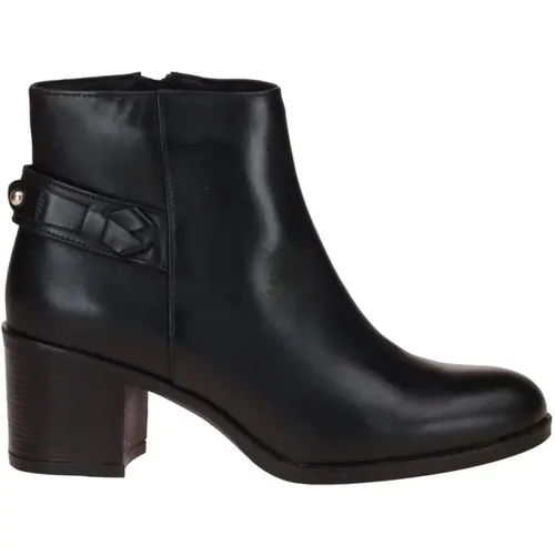 Schwarzer Leder Ankle Boot für Damen , Damen, Größe: 39 EU - Geox - Modalova