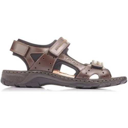 Leather Flat Sandals , male, Sizes: 9 UK, 7 UK - Rieker - Modalova
