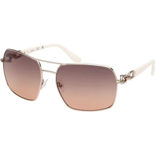 Stylish Sunglasses with Pale Gold Frame , unisex, Sizes: 63 MM - Guess - Modalova