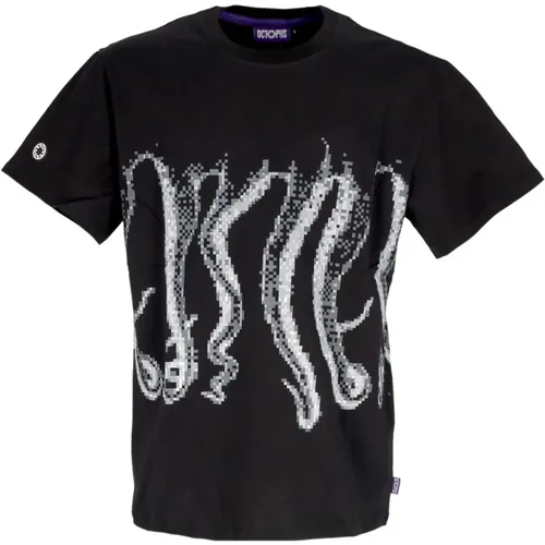 Schwarzes Outline Tee Herren T-Shirt , Herren, Größe: XL - Octopus - Modalova