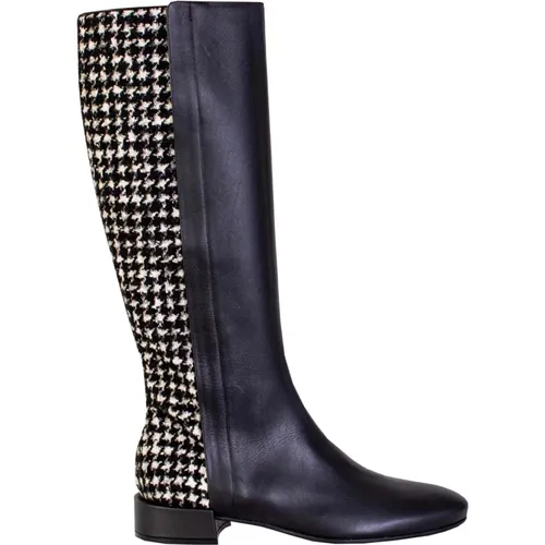 Leather Boots with Knitwear Details , female, Sizes: 6 UK - Dolce & Gabbana - Modalova