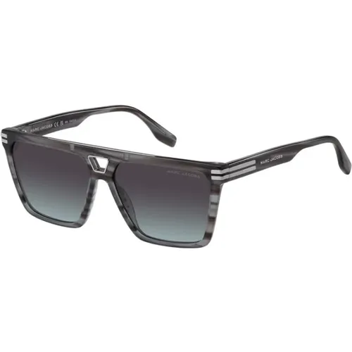 Grey Horn Frame Brown Teal Sunglasses , unisex, Sizes: 58 MM - Marc Jacobs - Modalova