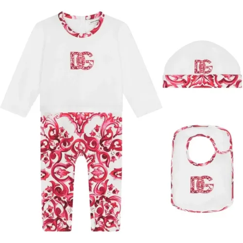 Weißes Baumwoll-Jersey Baby Mädchen Set - Dolce & Gabbana - Modalova