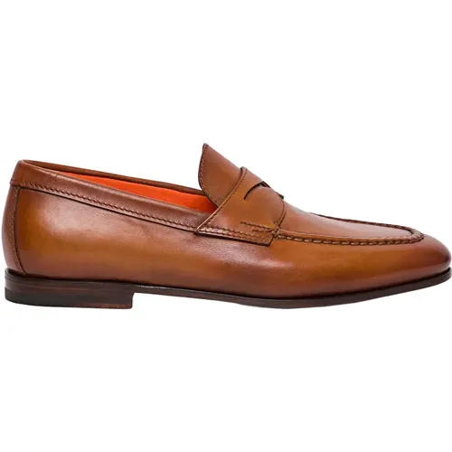 Leder Loafers , Herren, Größe: 46 EU - Santoni - Modalova