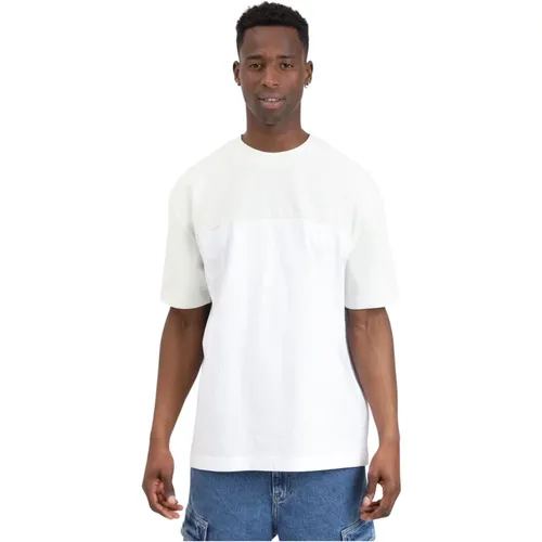 Besticktes Logo T-shirt Weiß Grün , Herren, Größe: S - Calvin Klein Jeans - Modalova