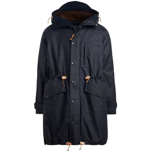 Mountain Parka Navy with Brown Lining , male, Sizes: M, L - Manifattura Ceccarelli - Modalova