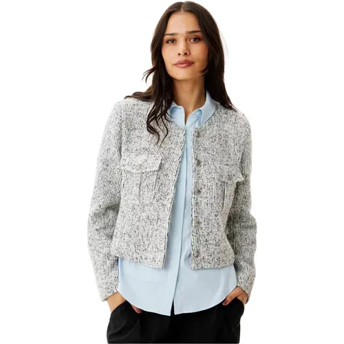 Hellgraue Kurze Jacke Blazer , Damen, Größe: L - IN FRONT - Modalova