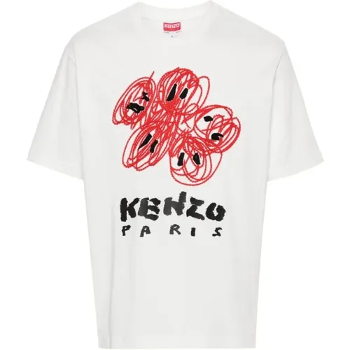 Blumenbesticktes T-Shirt , Herren, Größe: XL - Kenzo - Modalova